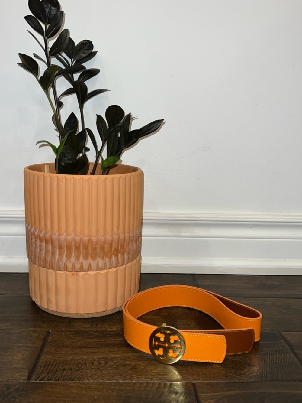 Orange / Brown Reversible Logo Tory Burch Belt